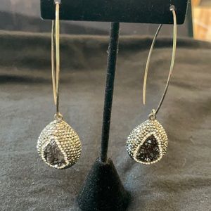 Real Amethyst Druzy Sterling Silver Earrings